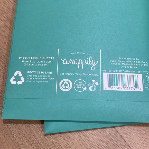 2 NEW Wrappily Eco-Friendly Gift Wrap Set 25 sheets each pack - Picture 4 of 4